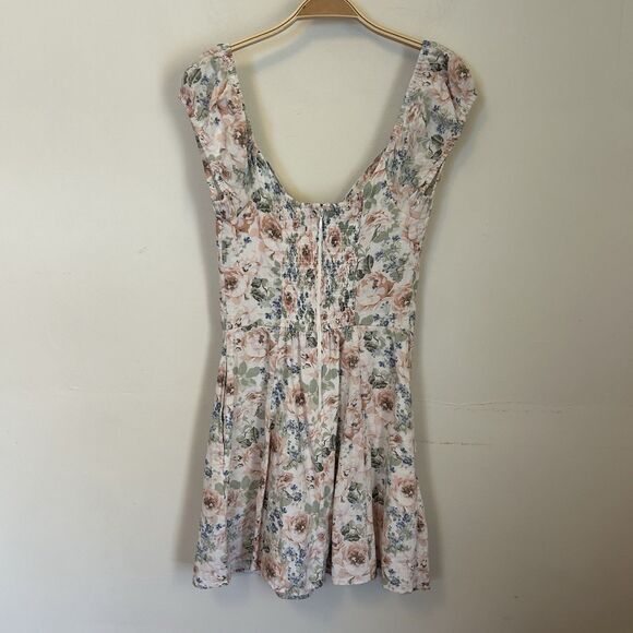 Abercrombie & Fitch Mini Dress Womens Cream Multicolor Floral Cottagecore XS - Picture 6 of 7